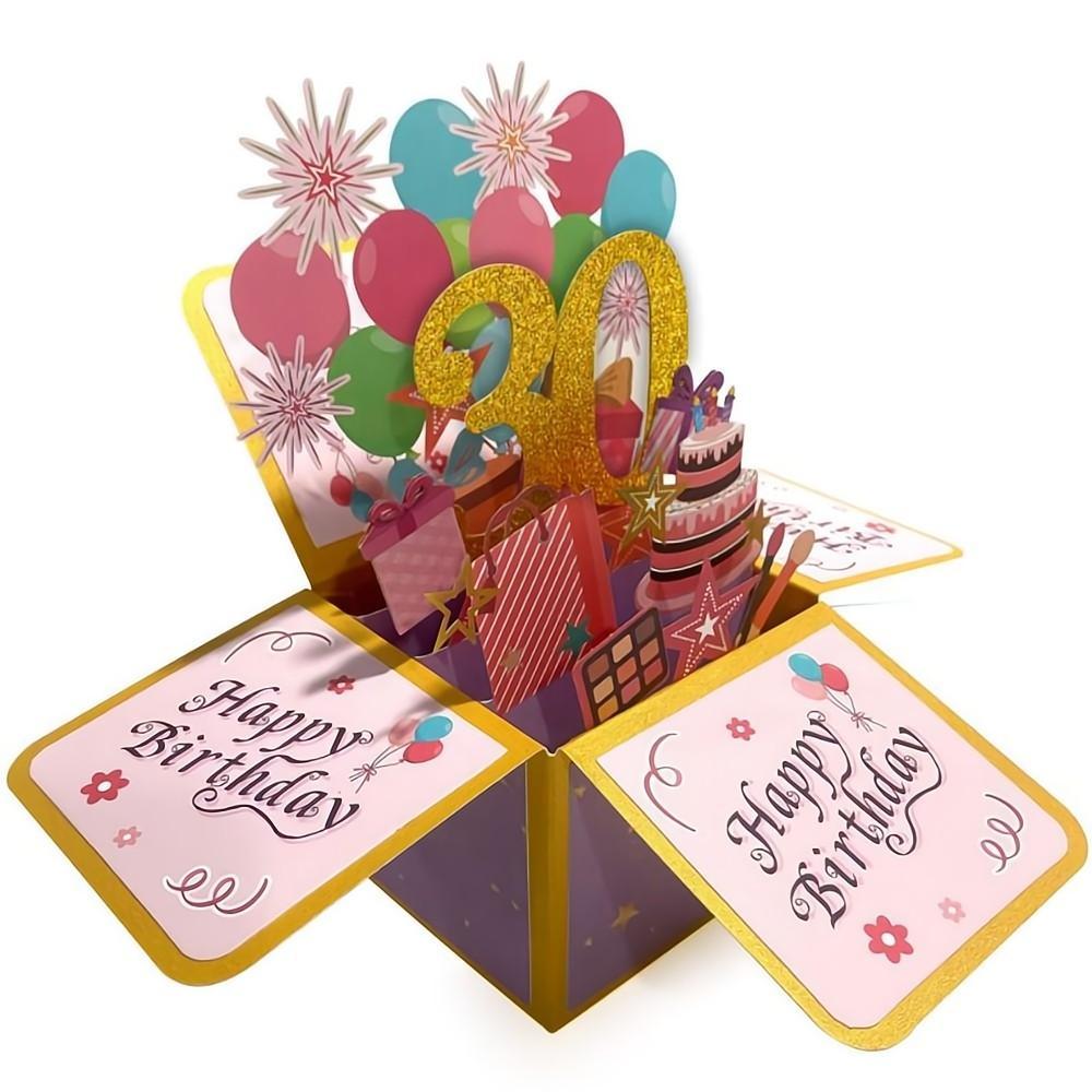 Birthday Pop Up Box Card 30th Birthday 3D Pop Up Greeting Card - soufeelus