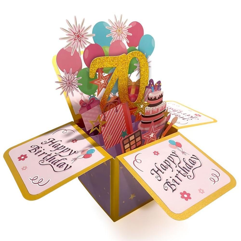 Birthday Pop Up Box Card 70th Birthday 3D Pop Up Greeting Card - soufeelus