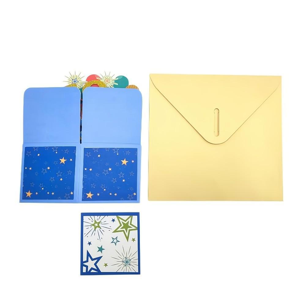 Blue Birthday Pop Up Box Card 60th Birthday 3D Pop Up Greeting Card - soufeelus