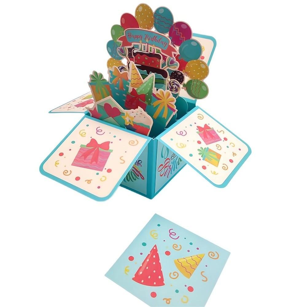 Birthday Pop Up Box Card Birthday Balloons 3D Pop Up Greeting Card - soufeelus