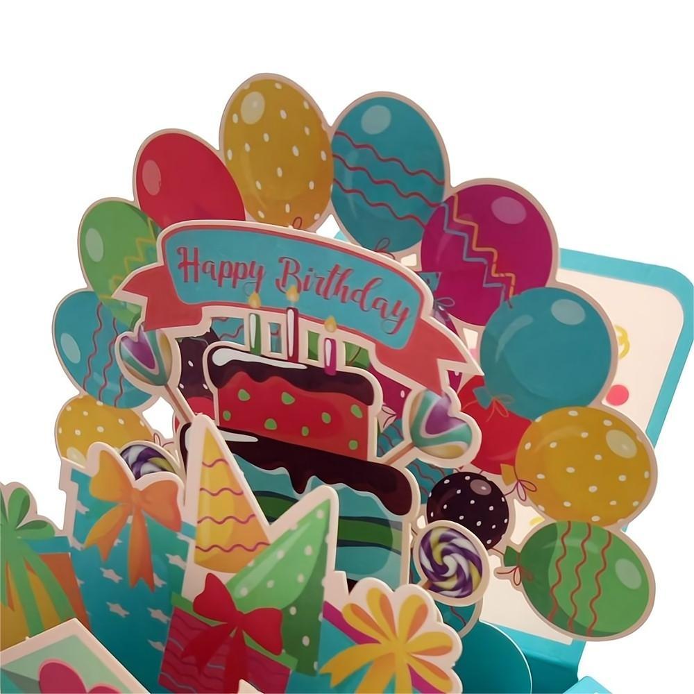 Birthday Pop Up Box Card Birthday Balloons 3D Pop Up Greeting Card - soufeelus