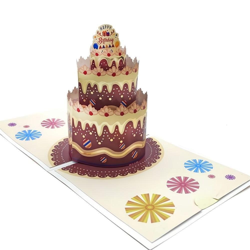 Birthday Pop Up Card Chocolate Cake 3D Pop Up Greeting Card - soufeelus