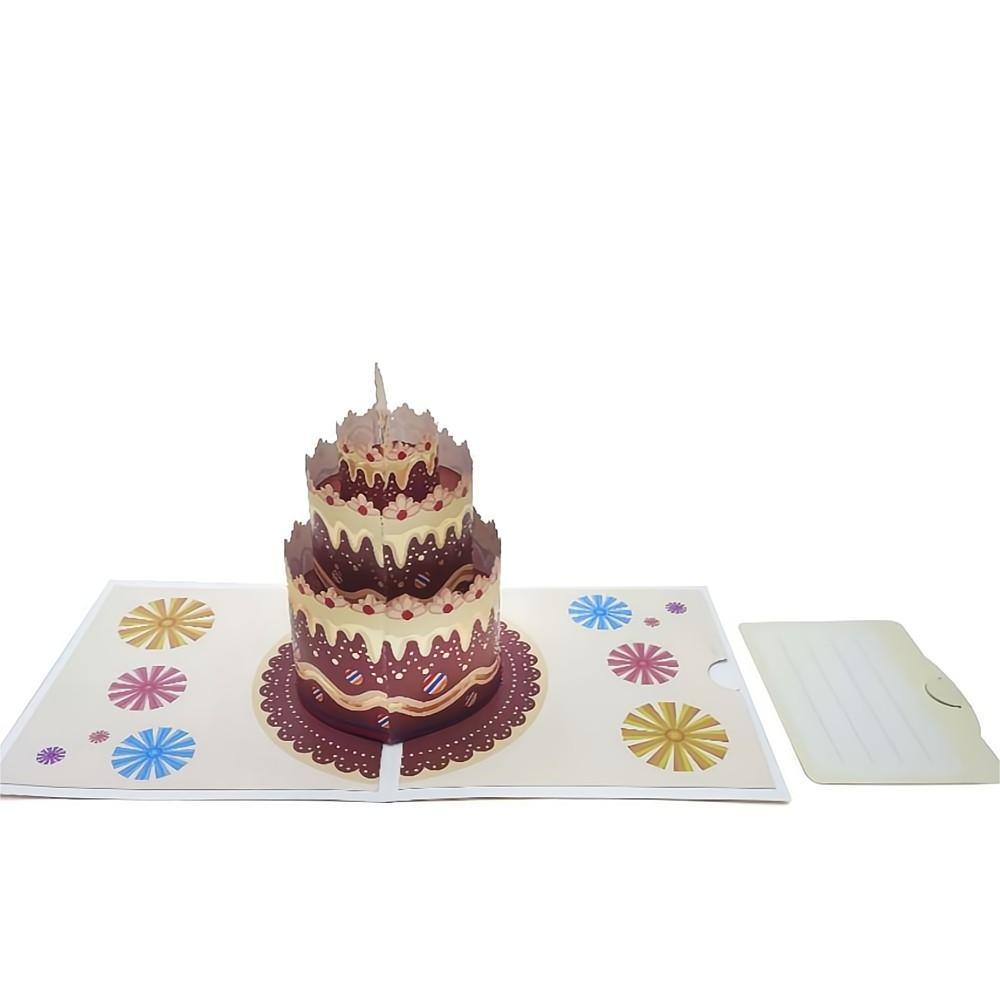 Birthday Pop Up Card Chocolate Cake 3D Pop Up Greeting Card - soufeelus