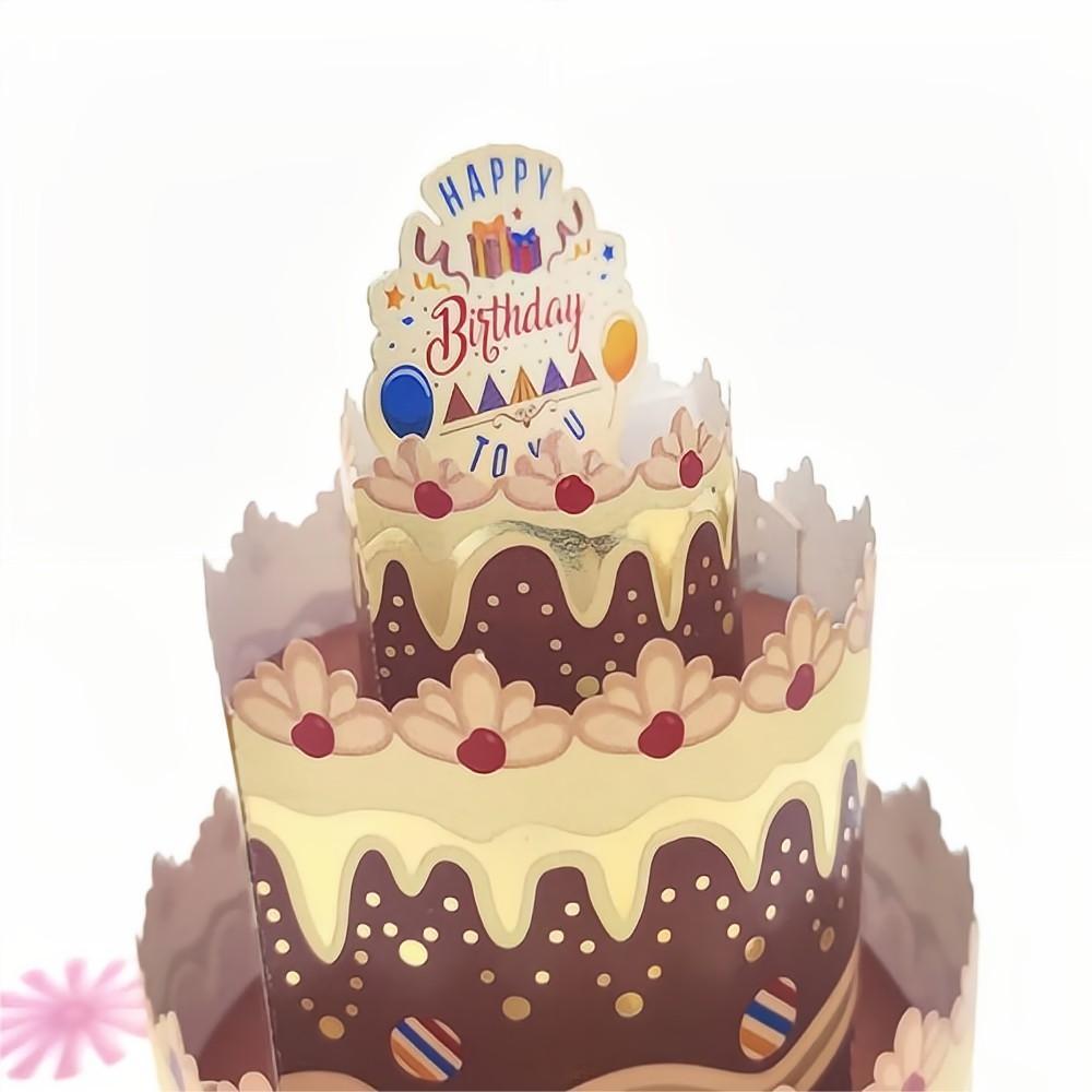 Birthday Pop Up Card Chocolate Cake 3D Pop Up Greeting Card - soufeelus