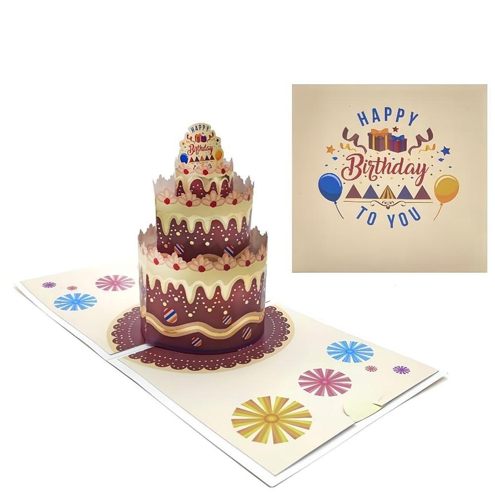 Birthday Pop Up Card Chocolate Cake 3D Pop Up Greeting Card - soufeelus