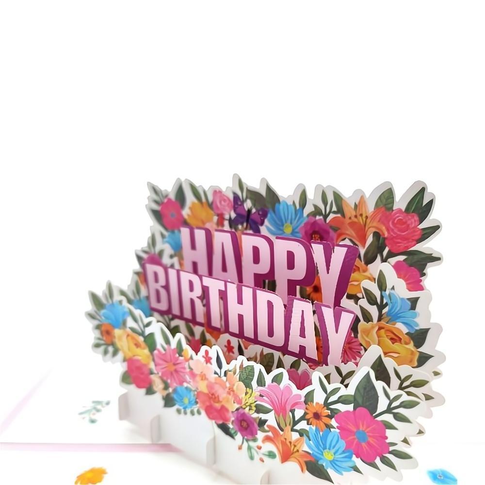 Happy Birthday Pop Up Card Flowers 3D Pop Up Greeting Card - soufeelus