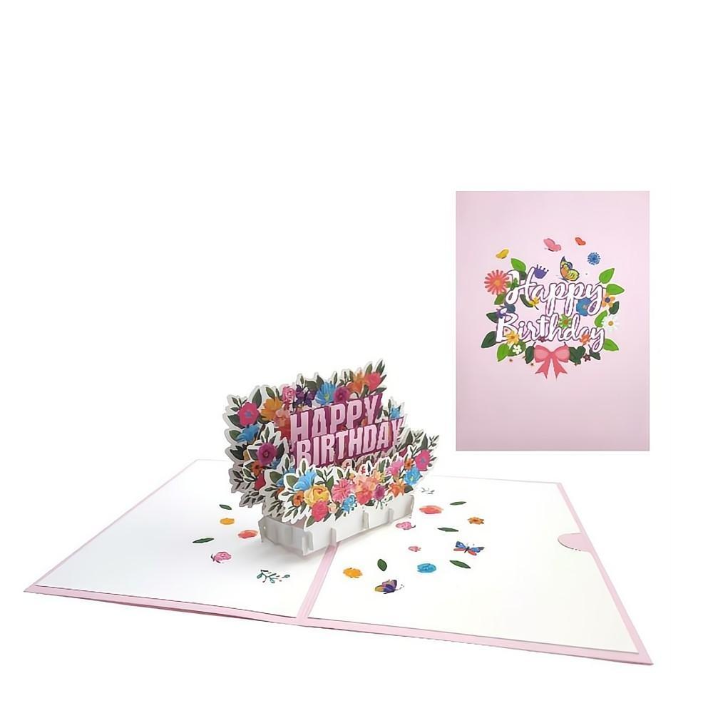 Happy Birthday Pop Up Card Flowers 3D Pop Up Greeting Card - soufeelus