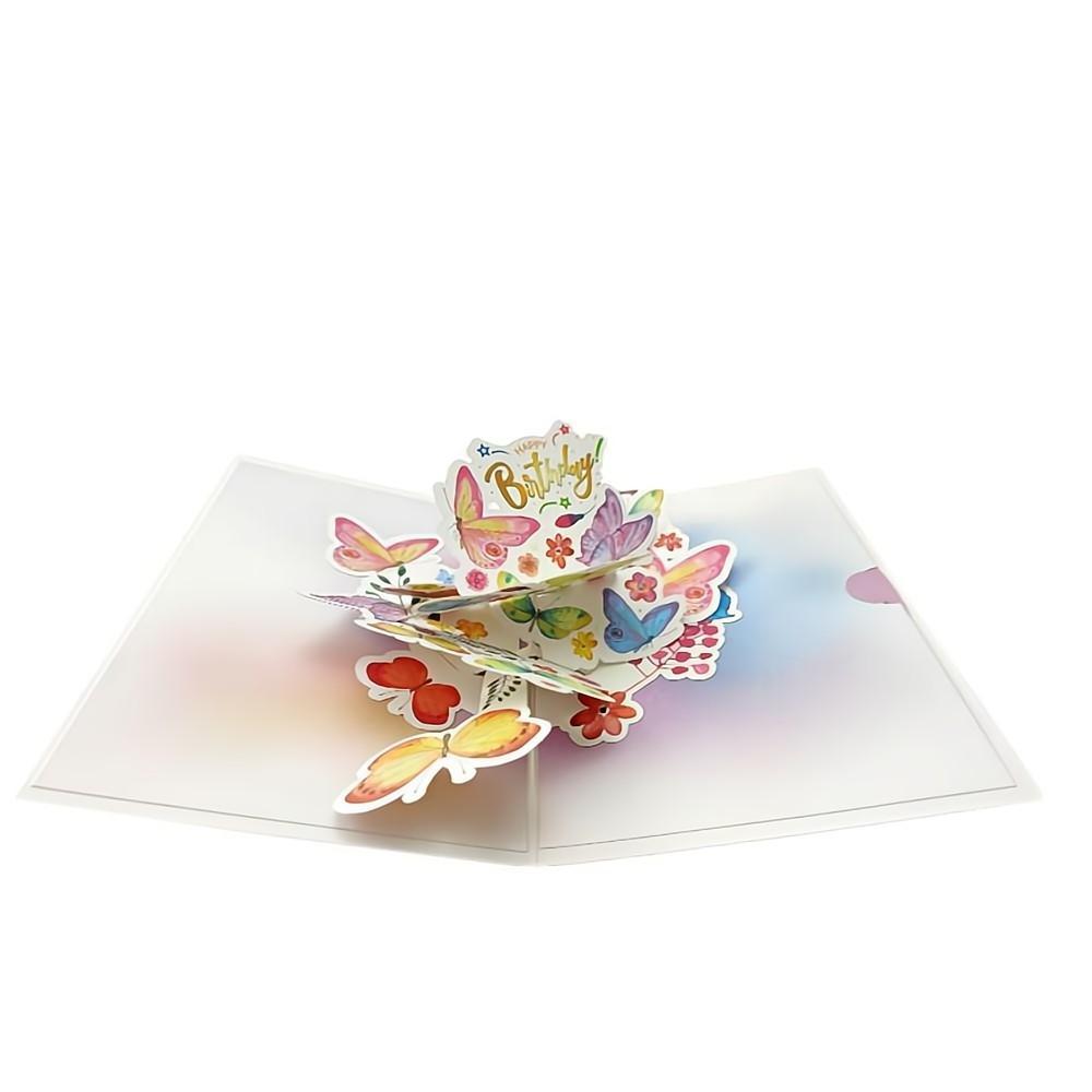 Happy Birthday Pop Up Card Butterfly 3D Pop Up Greeting Card - soufeelus