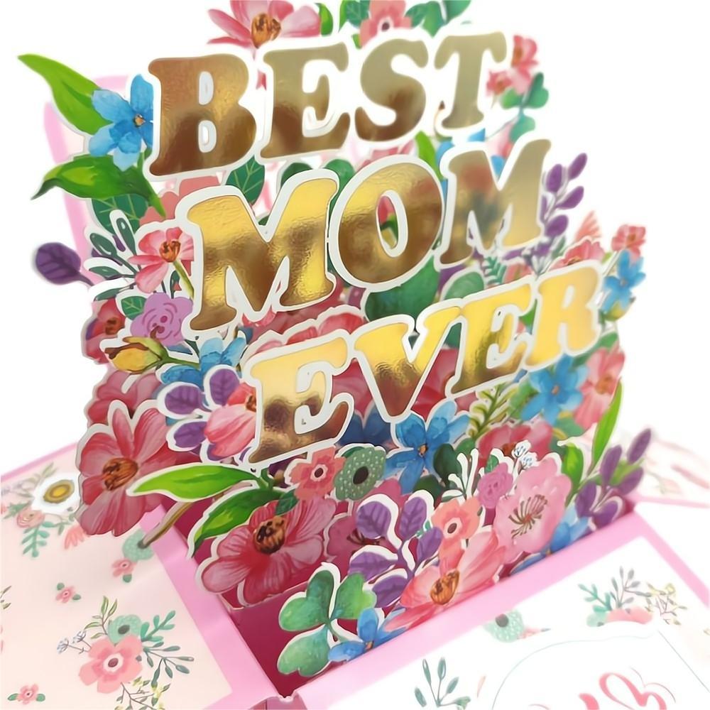 Mother's Day Pop Up Box Card Best Mom 3D Pop Up Greeting Card - soufeelus