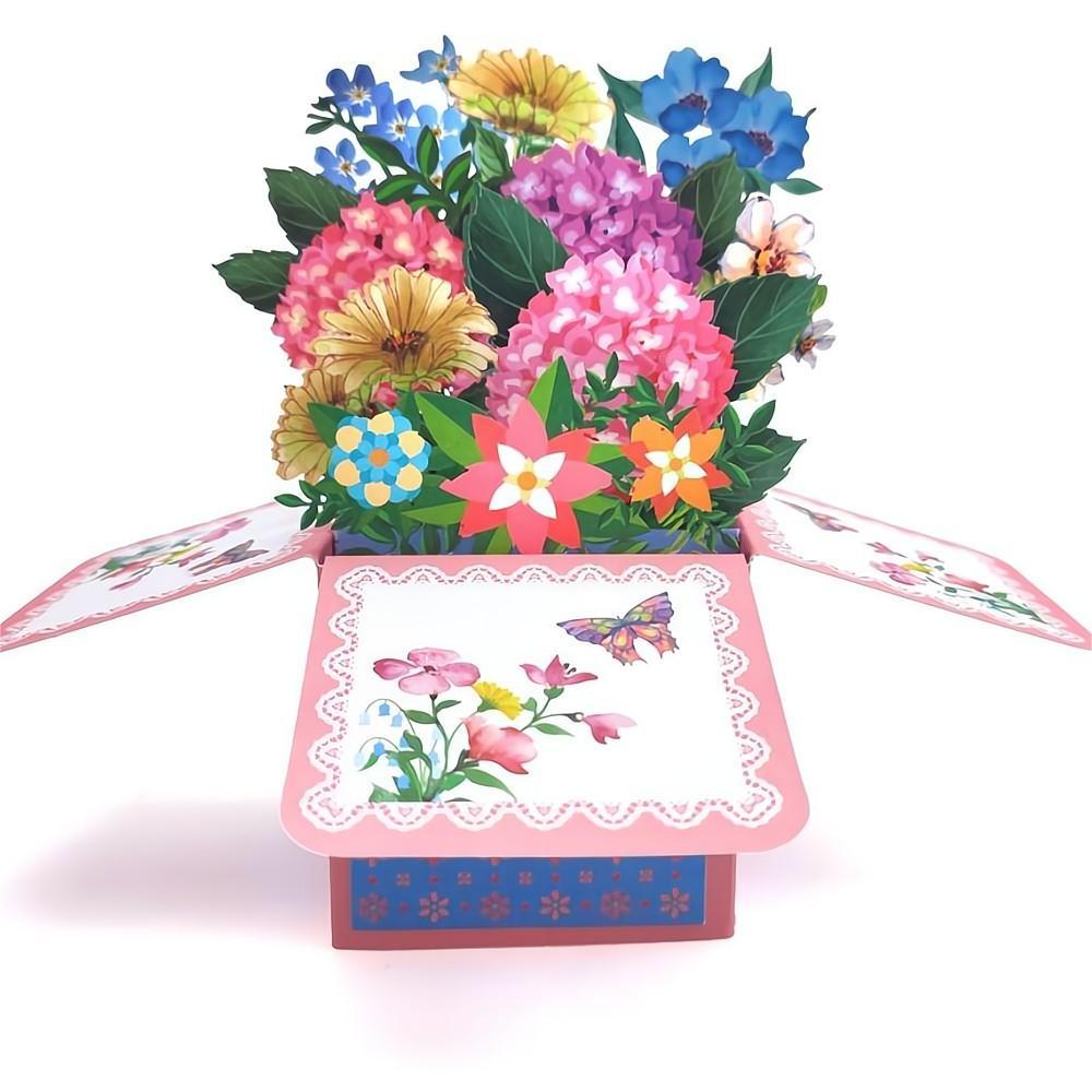 Hydrangea Pop Up Box Card Flower 3D Pop Up Greeting Card - soufeelus