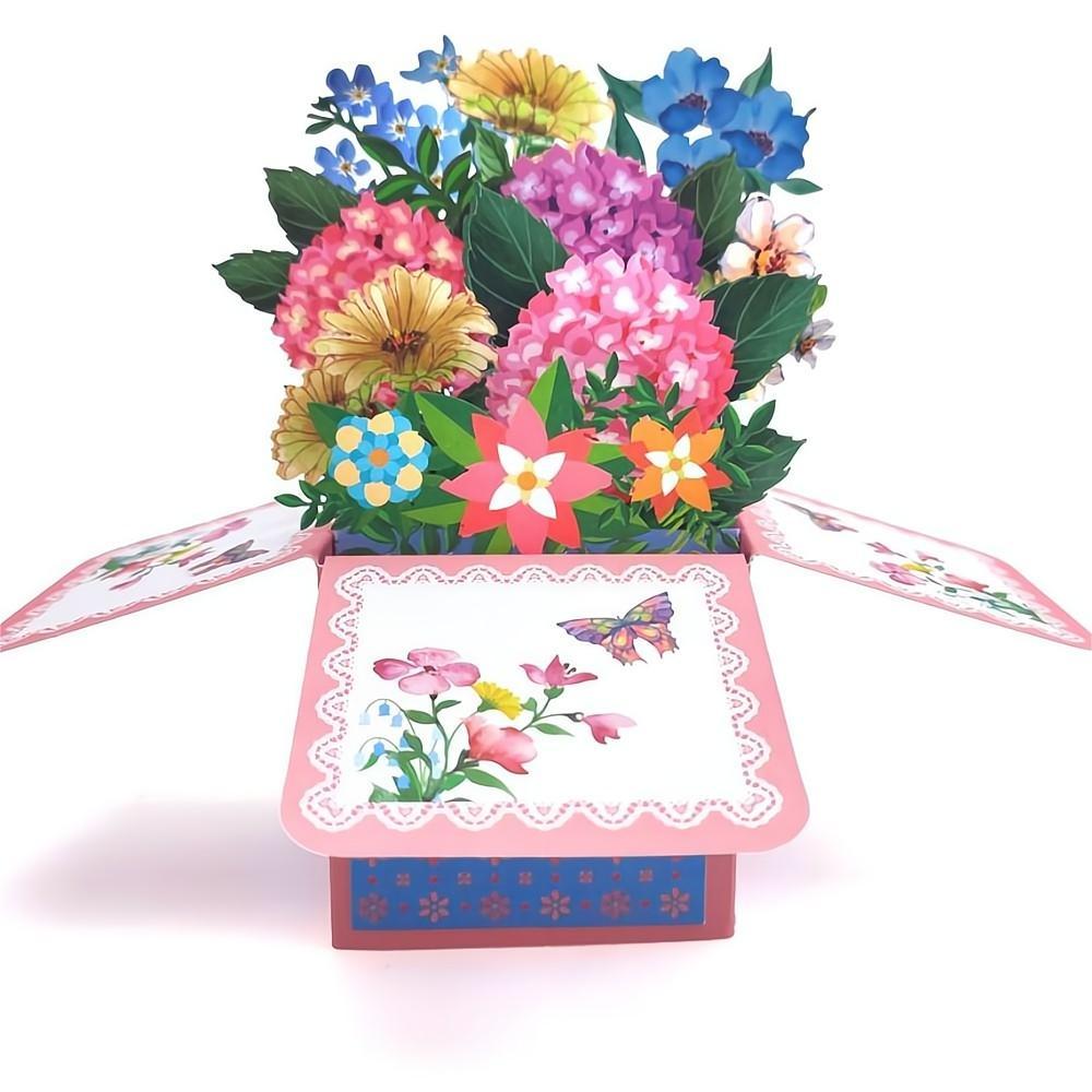 Hydrangea Pop Up Box Card Flower 3D Pop Up Greeting Card - soufeelus