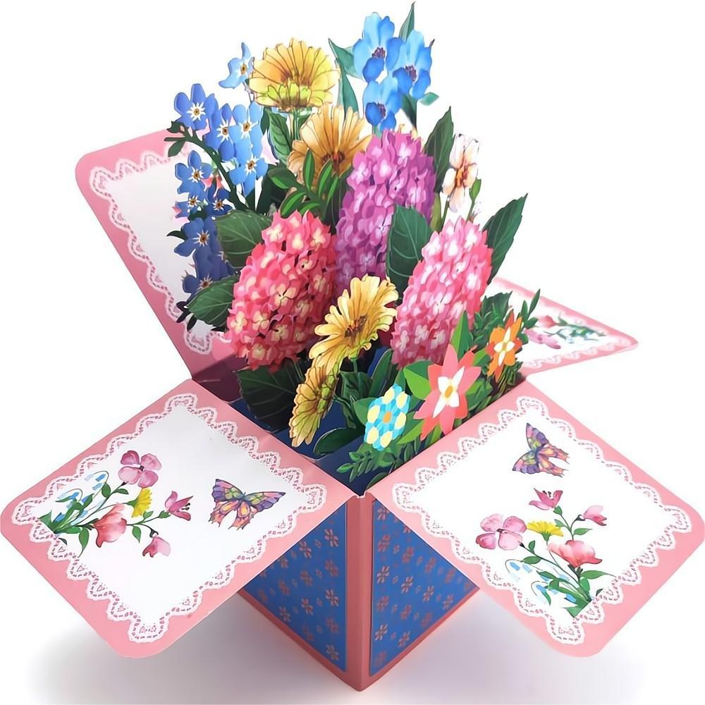 Hydrangea Pop Up Box Card Flower 3D Pop Up Greeting Card - soufeelus