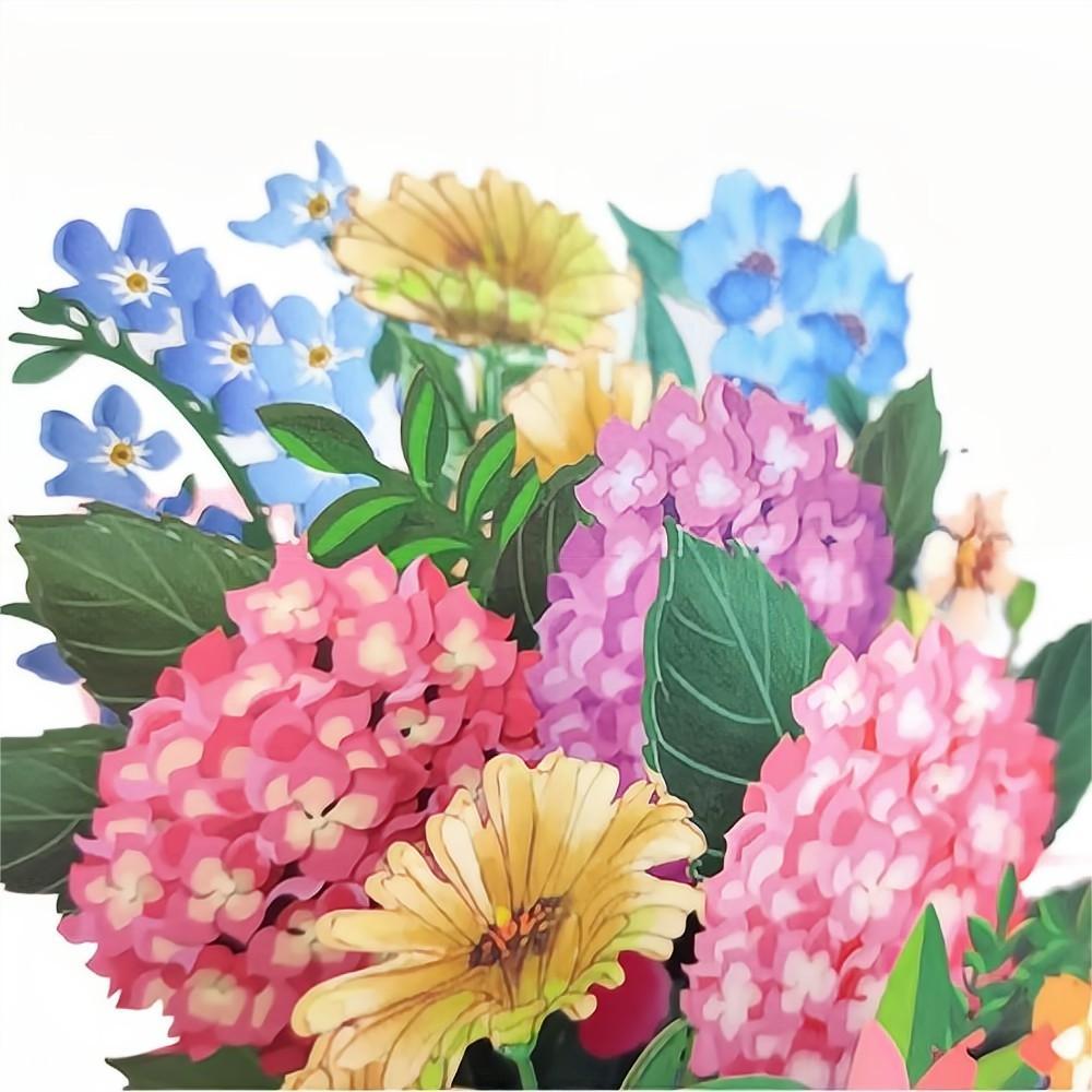 Hydrangea Pop Up Box Card Flower 3D Pop Up Greeting Card - soufeelus