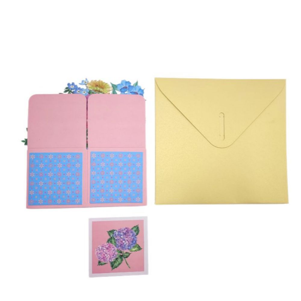 Hydrangea Pop Up Box Card Flower 3D Pop Up Greeting Card - soufeelus
