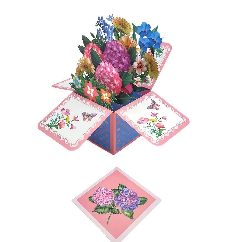 Hydrangea Pop Up Box Card Flower 3D Pop Up Greeting Card - soufeelus