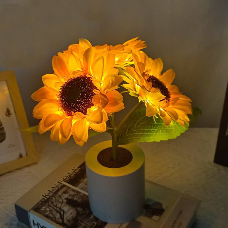 Sunflower Lamp Cute Flowers Night Light Table Room Home Decor Gifts for Mother's day - soufeelus