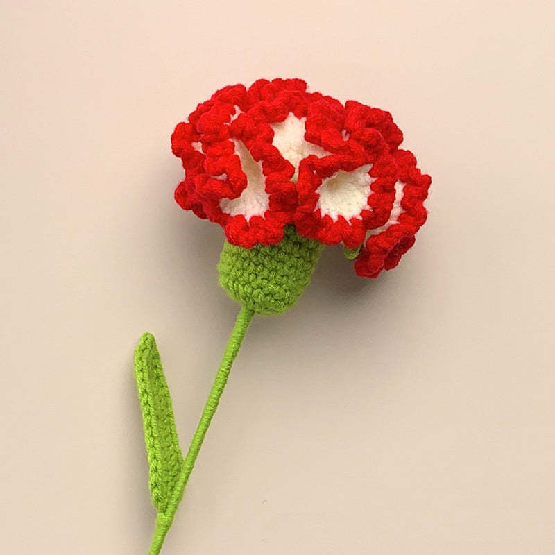 Carnation Crochet Flower Handmade Knitted Flower Gift for Lover - soufeelus