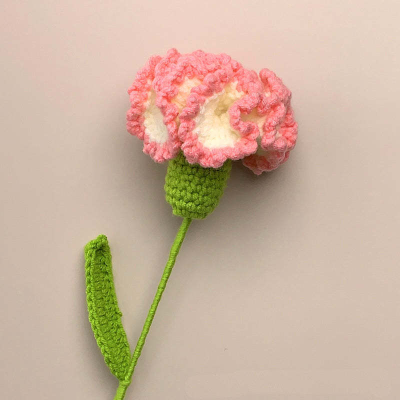 Carnation Crochet Flower Handmade Knitted Flower Gift for Lover - soufeelus