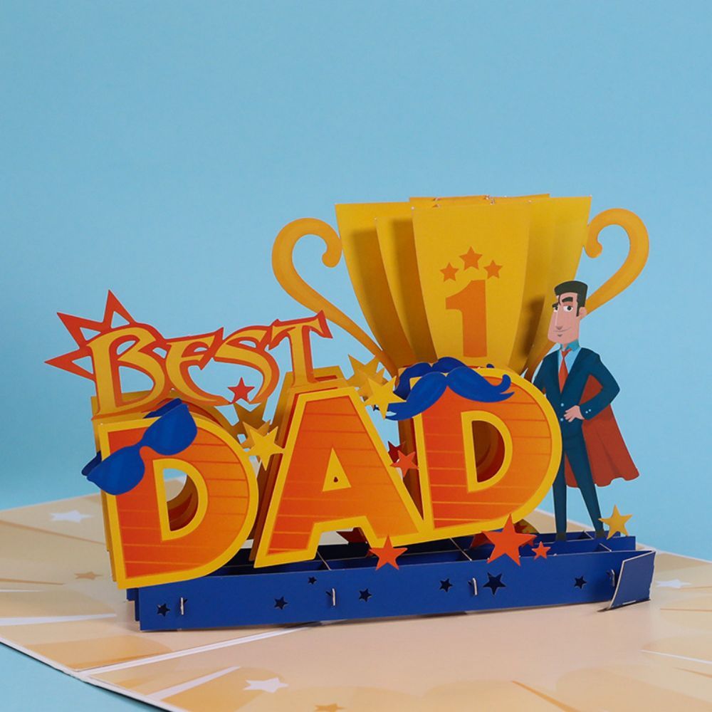 Father's Day 3D Pop Up Card Best Dad Greeting Card for Dad - soufeelus