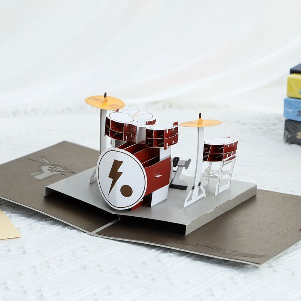Father's Day 3D Pop Up Card Drum Kit Greeting Card for Dad - soufeelus