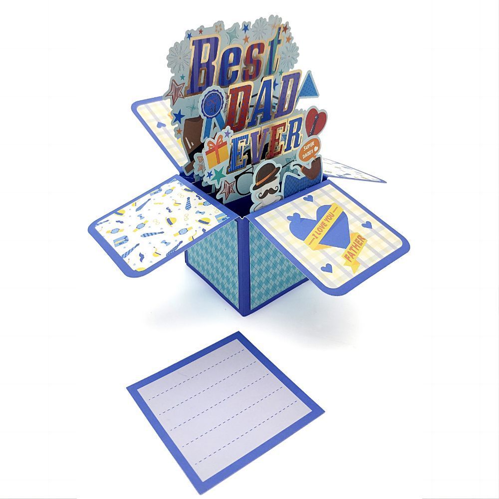 Father's Day 3D Pop Up Box Card Best Dad Ever Greeting Card for Dad - soufeelus