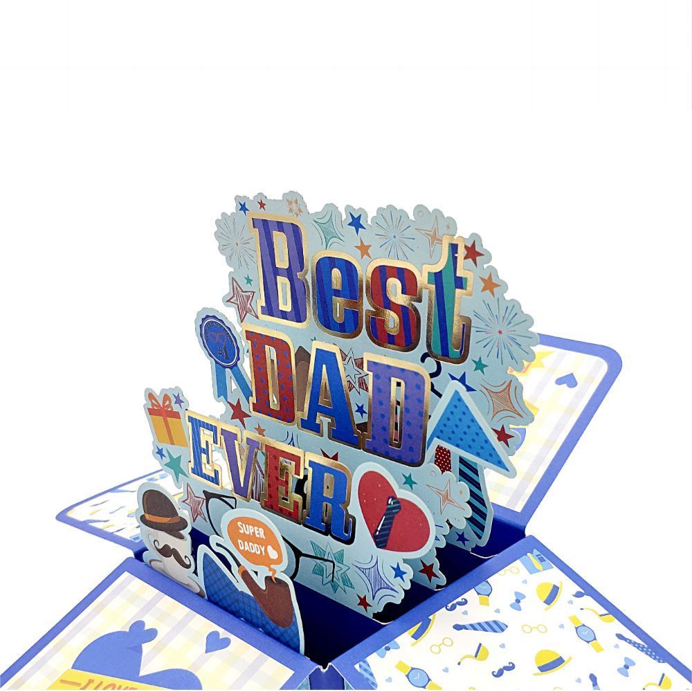 Father's Day 3D Pop Up Box Card Best Dad Ever Greeting Card for Dad - soufeelus