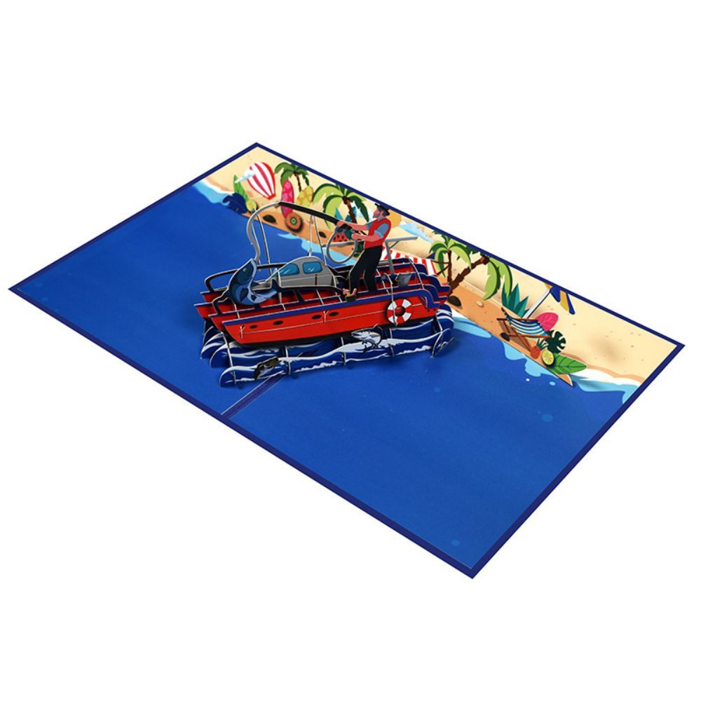 Father's Day 3D Pop Up Card Sea Fishing Greeting Card - soufeelus