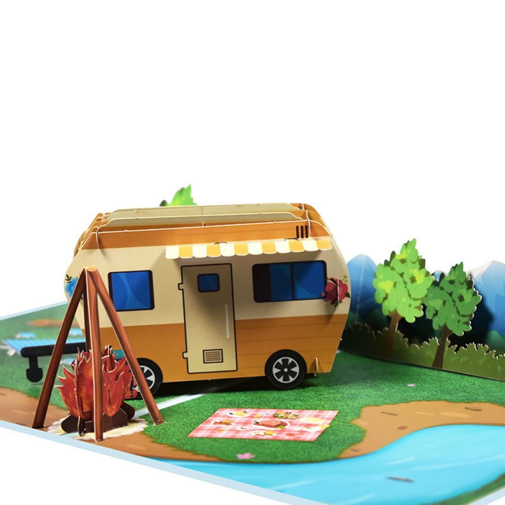RV Travel 3D Pop Up Greeting Card for Travel Lover - soufeelus