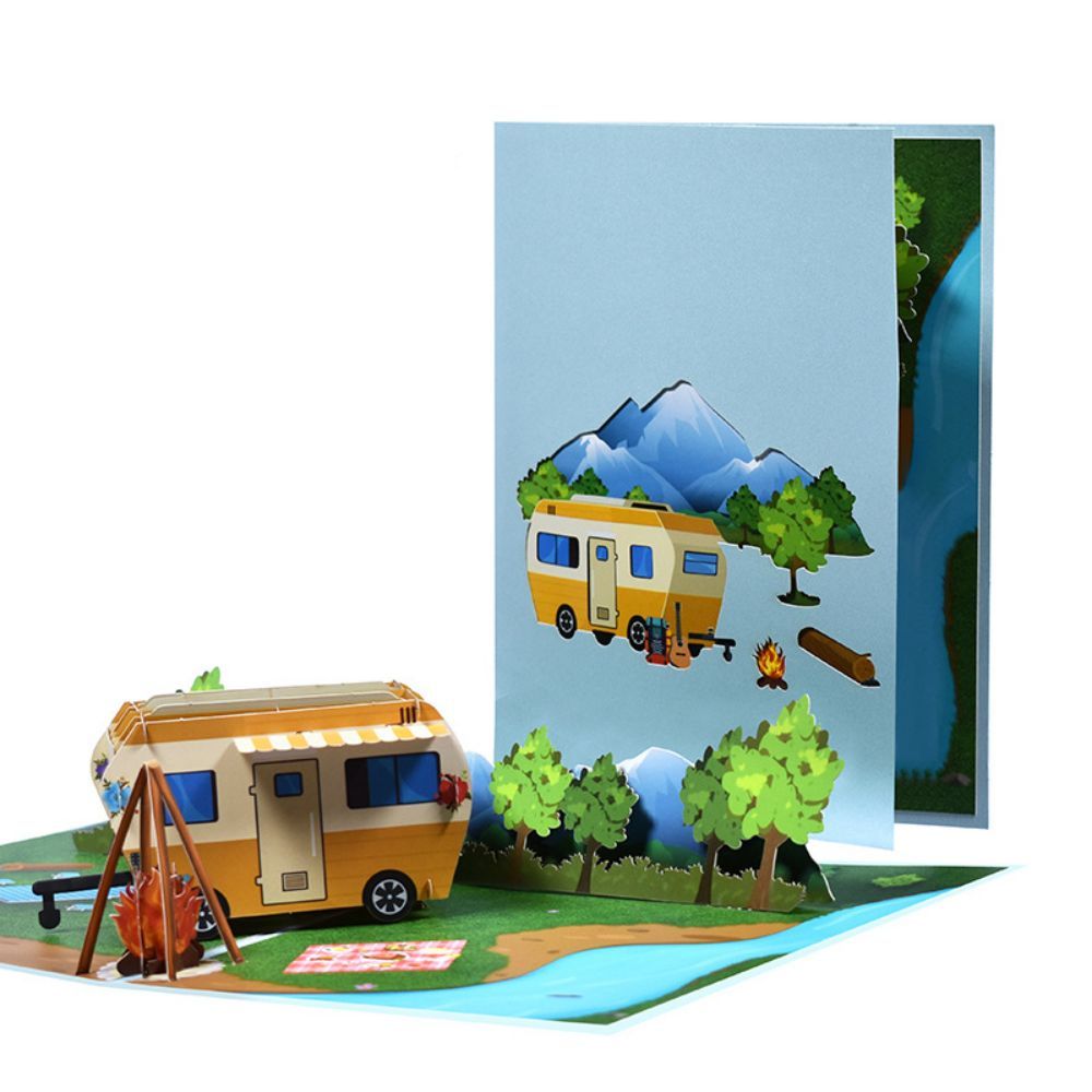 RV Travel 3D Pop Up Greeting Card for Travel Lover - soufeelus