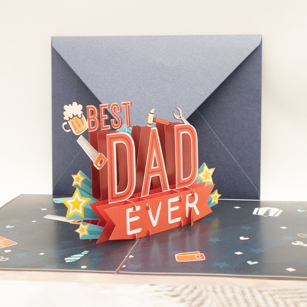 Father's Day 3D Pop Up Card Best Dad Ever Greeting Card for Dad - soufeelus