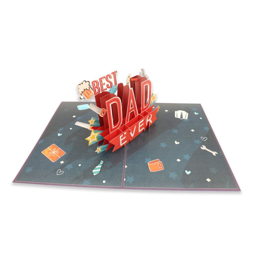 Father's Day 3D Pop Up Card Best Dad Ever Greeting Card for Dad - soufeelus