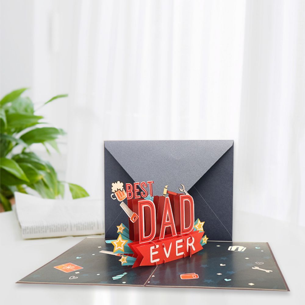 Father's Day 3D Pop Up Card Best Dad Ever Greeting Card for Dad - soufeelus