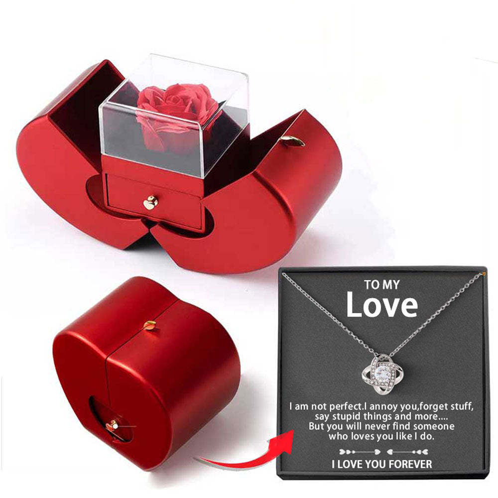 To My Love Necklace with Eternity Flower Red Rose Gift Box Set