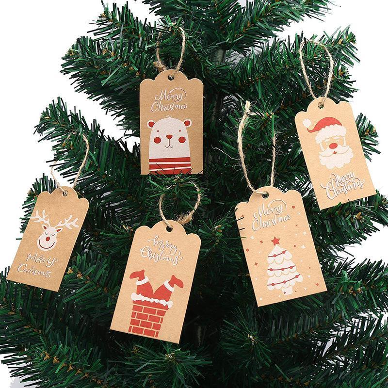 100pcs Merry Christmas Decoration Label Gift Card Christmas Tree Pendant Card - Gingerbread Man Chimney Gift