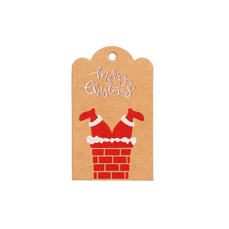 100pcs Merry Christmas Decoration Label Gift Card Christmas Tree Pendant Card - Gingerbread Man Chimney Gift