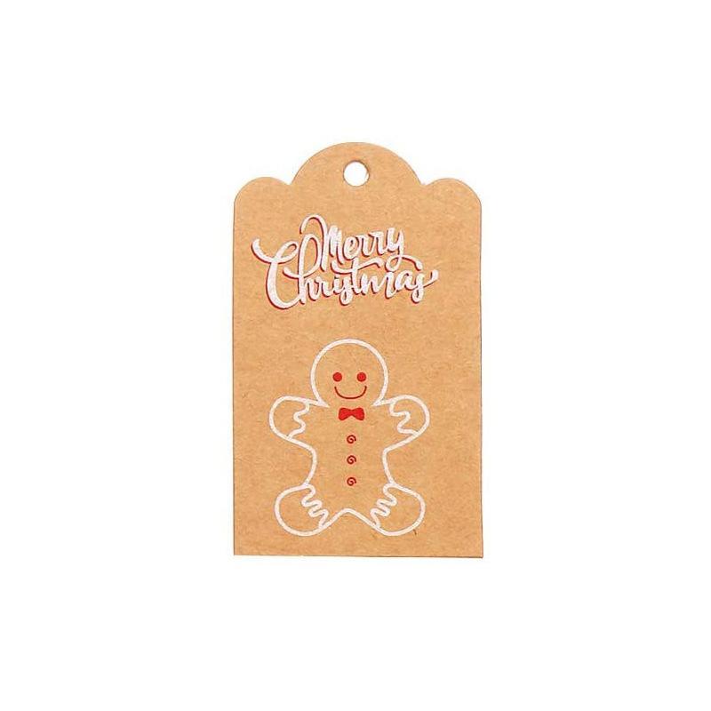 100pcs Merry Christmas Decoration Label Gift Card Christmas Tree Pendant Card - Gingerbread Man Chimney Gift