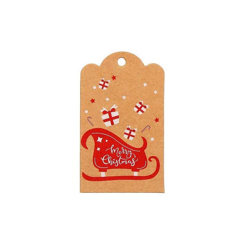 100pcs Merry Christmas Decoration Label Gift Card Christmas Tree Pendant Card - Gingerbread Man Chimney Gift