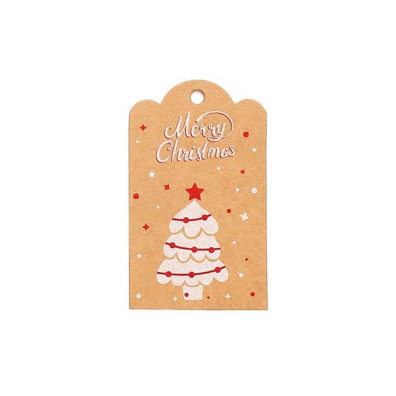 100pcs Merry Christmas Decoration Label Gift Card Christmas Tree Pendant Card - Gingerbread Man Chimney Gift