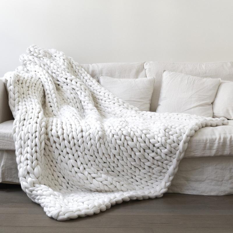 Knitted Blanket Knit Crochet Vegan Cozy Knotted Bedding Blankets