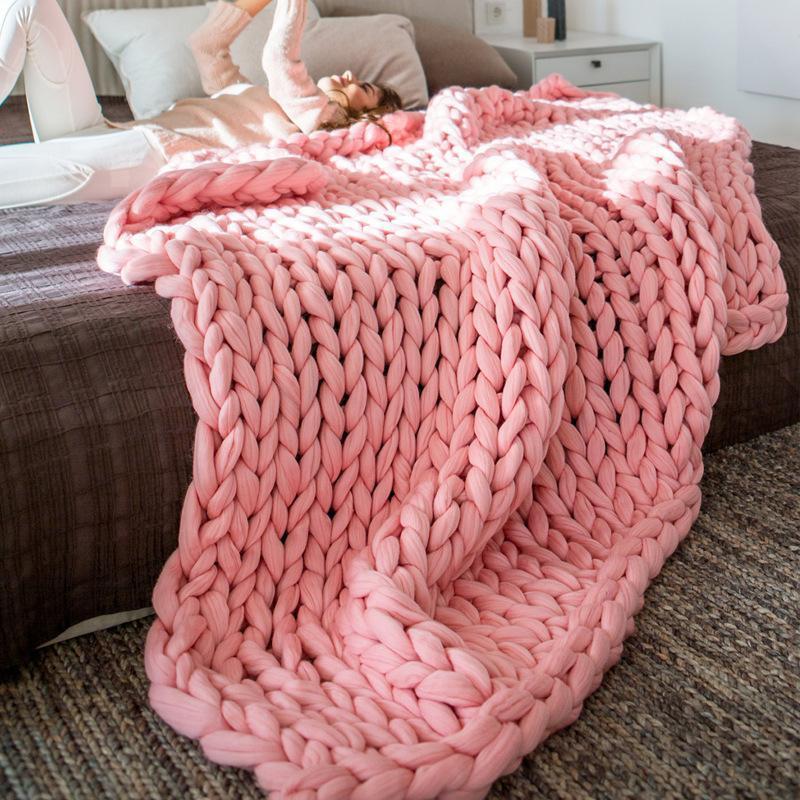 Knitted Blanket Knit Crochet Vegan Cozy Knotted Bedding Blankets