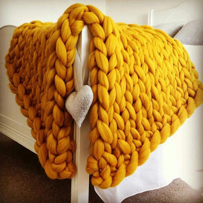 Knitted Blanket Knit Crochet Vegan Cozy Knotted Bedding Blankets