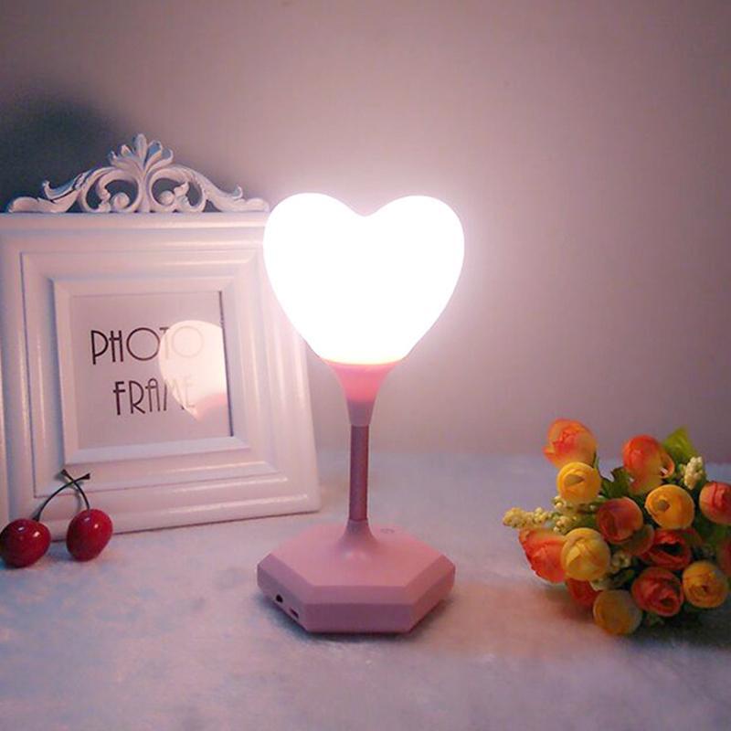 Creative Bedroom Heart-Shaped Lamp Touch Three Modes Charging Night Light