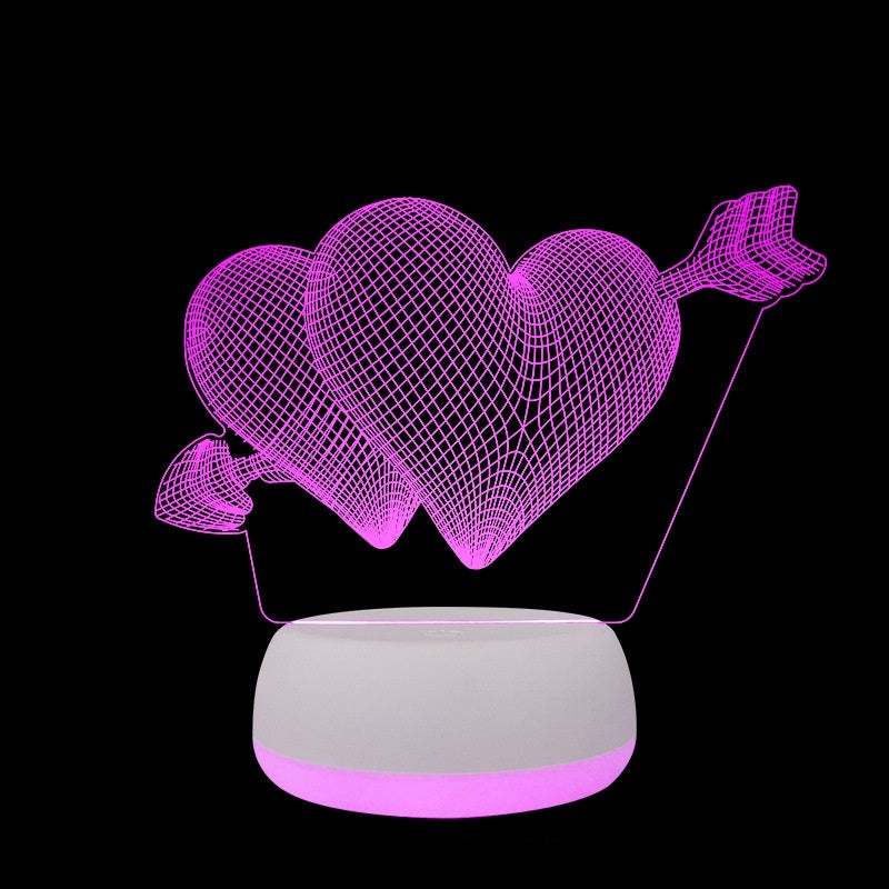 3D LED Night Light Heart Shape Lamp Home Decoration Valentine's Day Gift for Lover