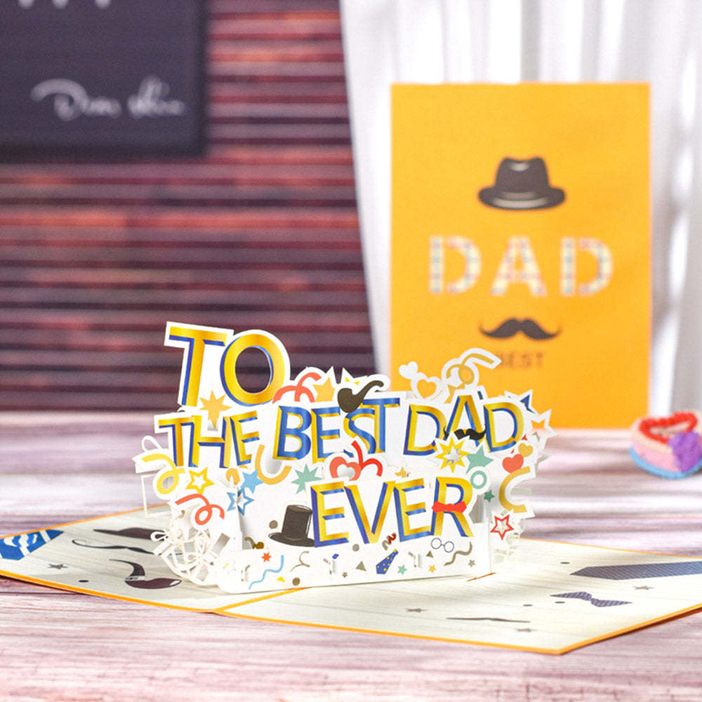 Father's Day Card Best Dad Ever 3D Pop Up Greeting Card for Him - 