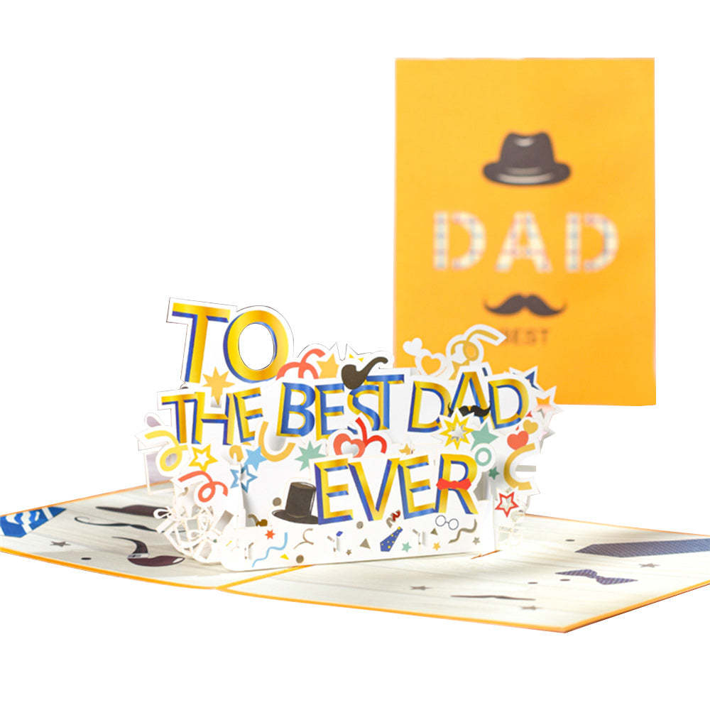 Father's Day Card Best Dad Ever 3D Pop Up Greeting Card for Him - 