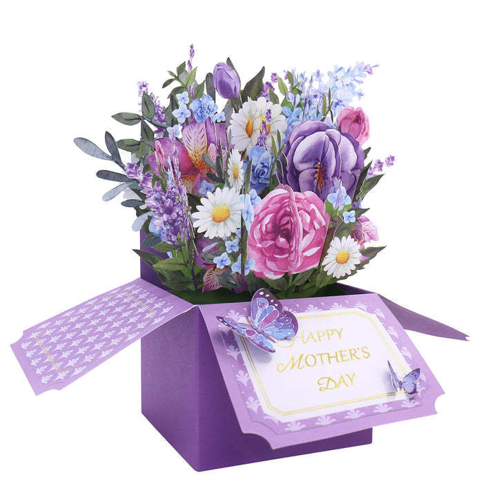 Happy Mother's Day Pop up Card Purple Flowers Card for Mother's Day -