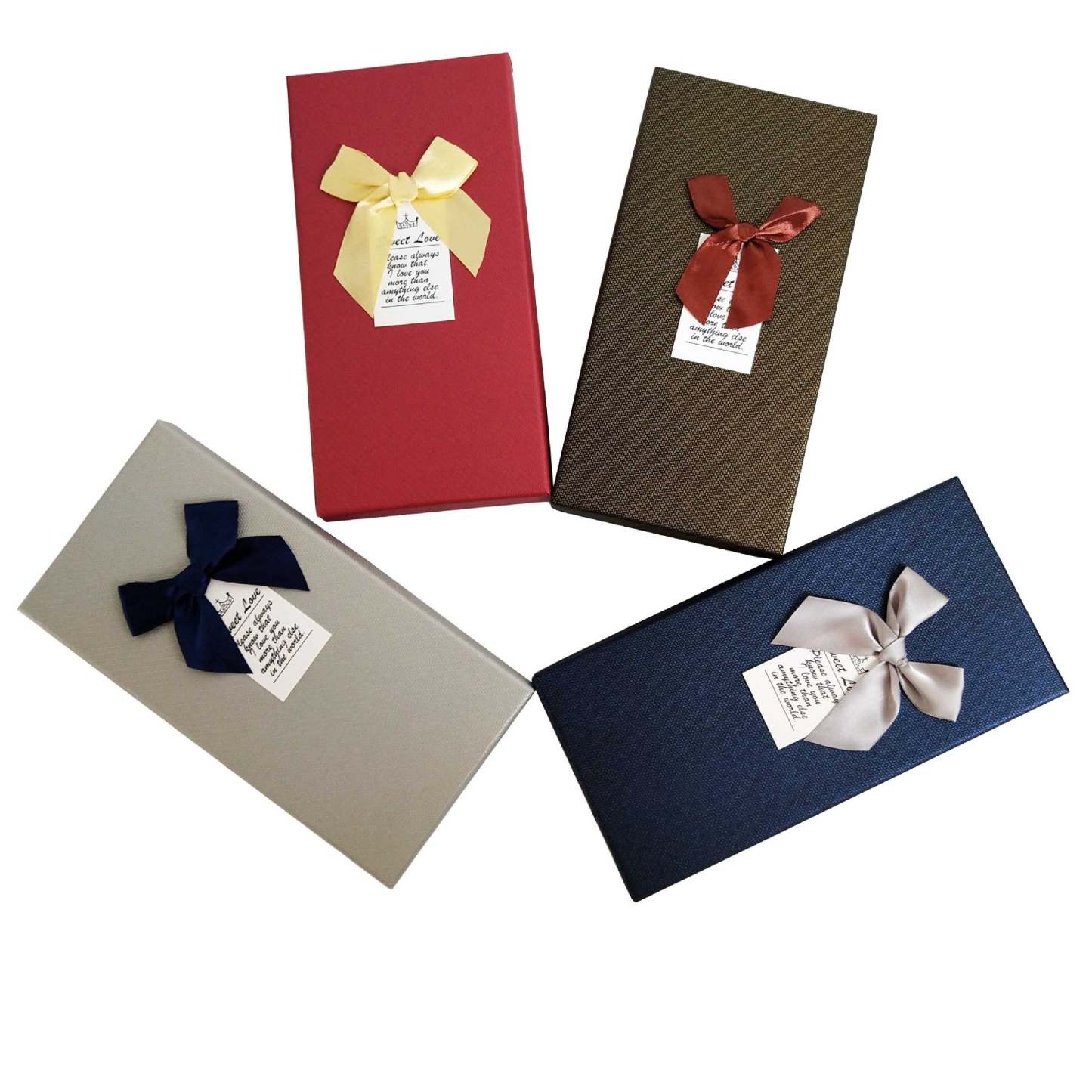Rectangle Shaped Presentation Gift Box with Bow Ribbon Simple and Beautiful Gift Box -
