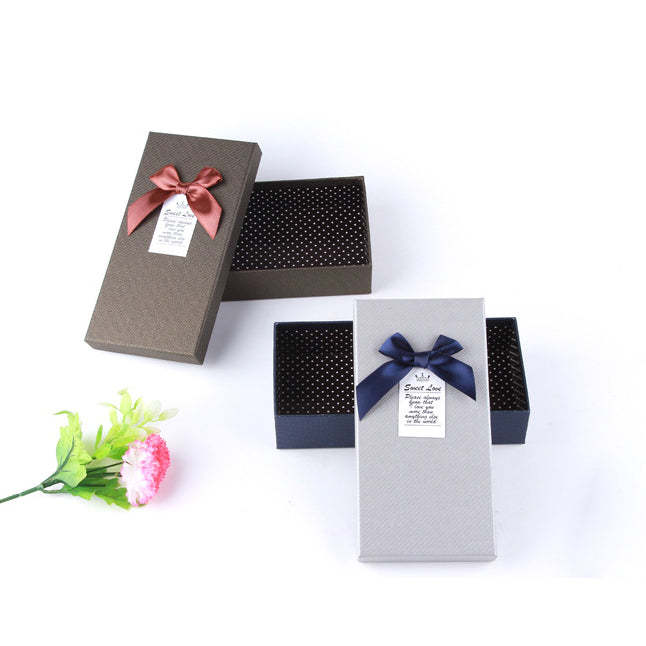 Rectangle Shaped Presentation Gift Box with Bow Ribbon Simple and Beautiful Gift Box - 