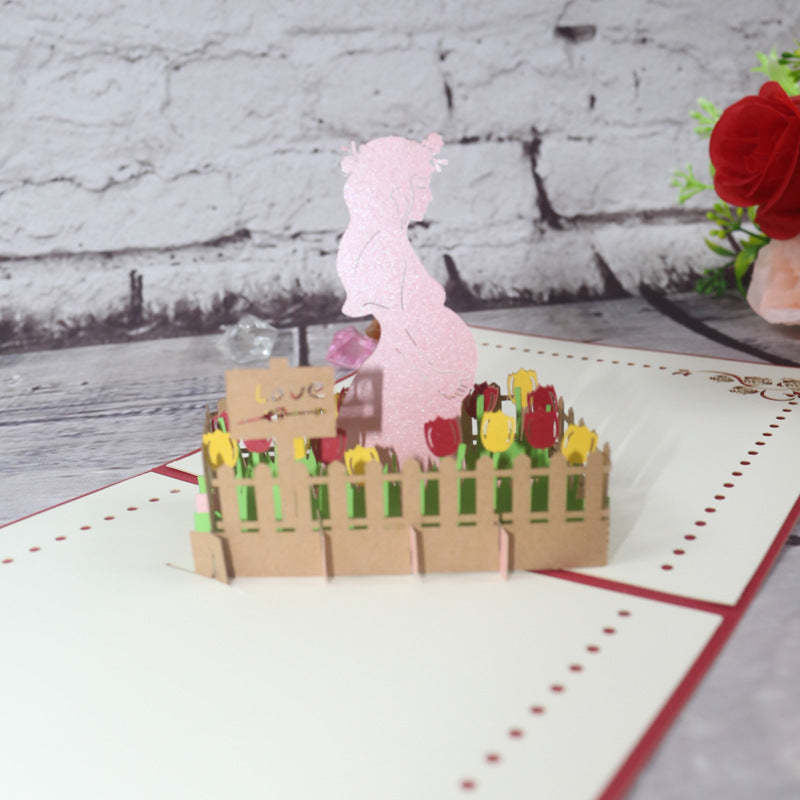 Creative 3D Three-dimensional Greeting Card Pregnant Mother Mother's Day Greeting Card -