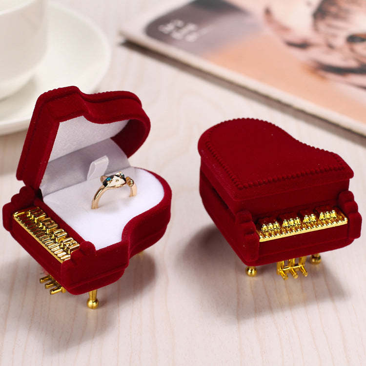 Piano Shaped Ring Box Flocking Jewelry Packaging Box - soufeelus